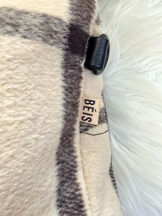 BEIS The Messenger Tote Backpack  Cream Plaid Wool Blend Black Trim  Preowned main image 13